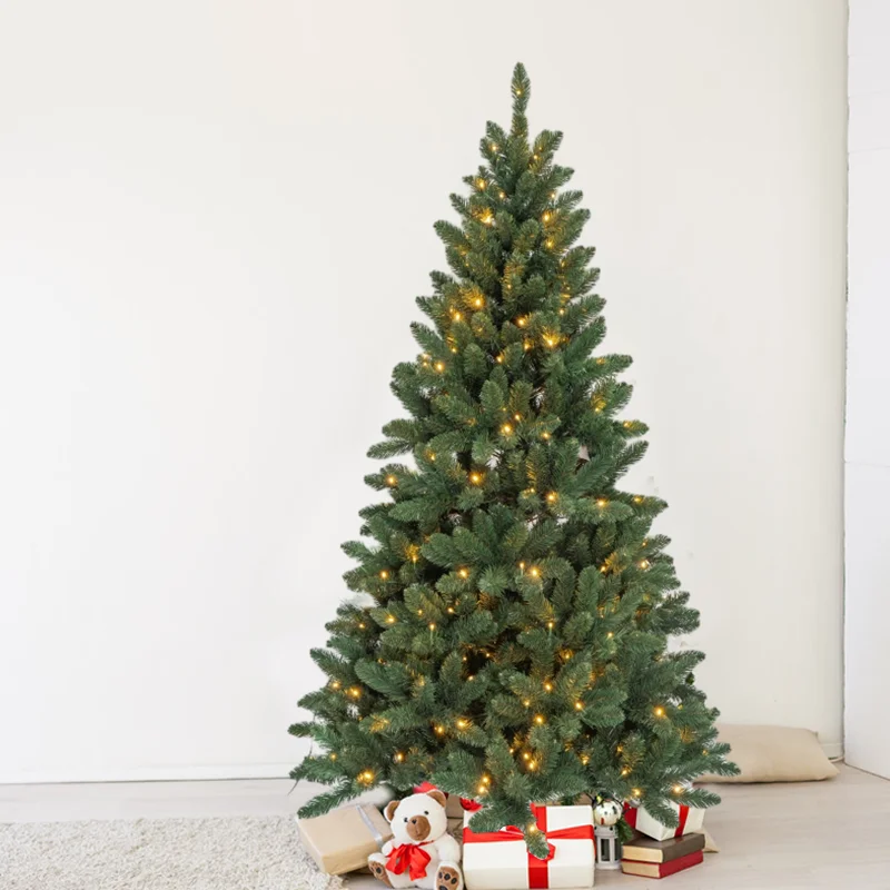 2024 New Design Full Pvc Kerstboom Arbol De Navidad Hinged Artificial Warm White Leds Christmas Tree For Family Holiday