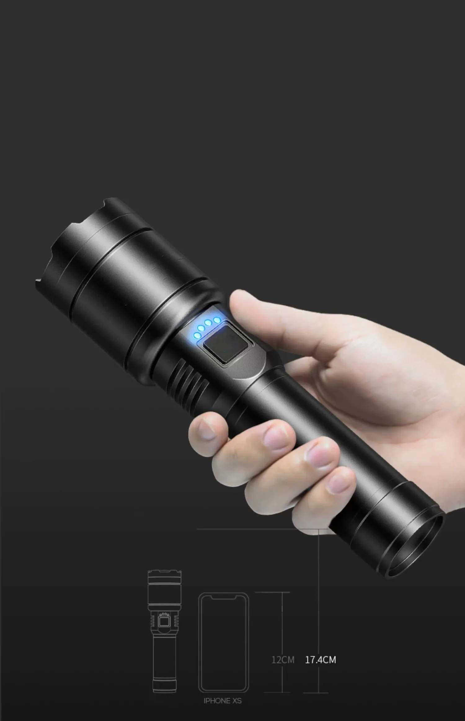 5000 mAh  High-capacity hunting flashlight Rechargeable Li-ion Battery Torch