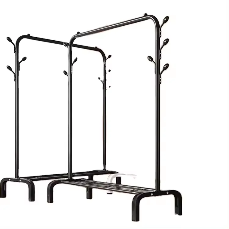 Stand Coat Rack Free Standing Home Mobile Children Entryway Metal Coat Rack With Wheel