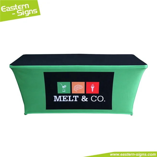 Flame retardant 100% polyester fabric stretch advertising trade show table cover for promotion