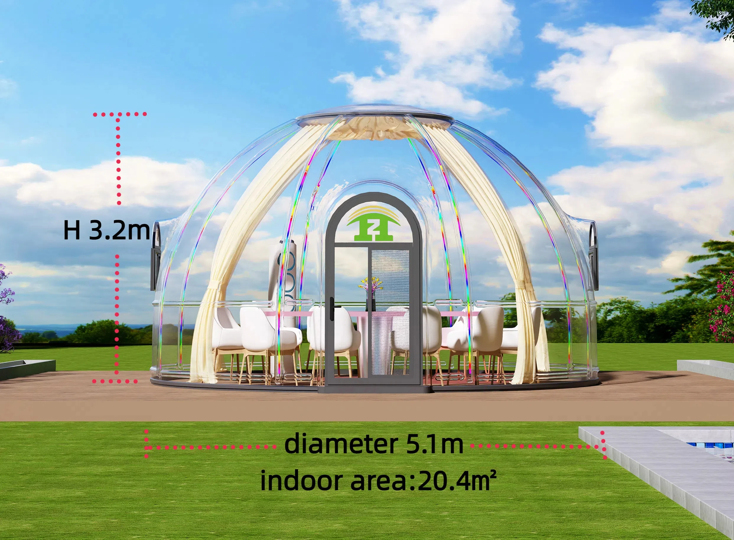 Hot Selling Hotel Polycarbonate Dome Tent Modular Prefab PC Bubble Room Dome House For Resort