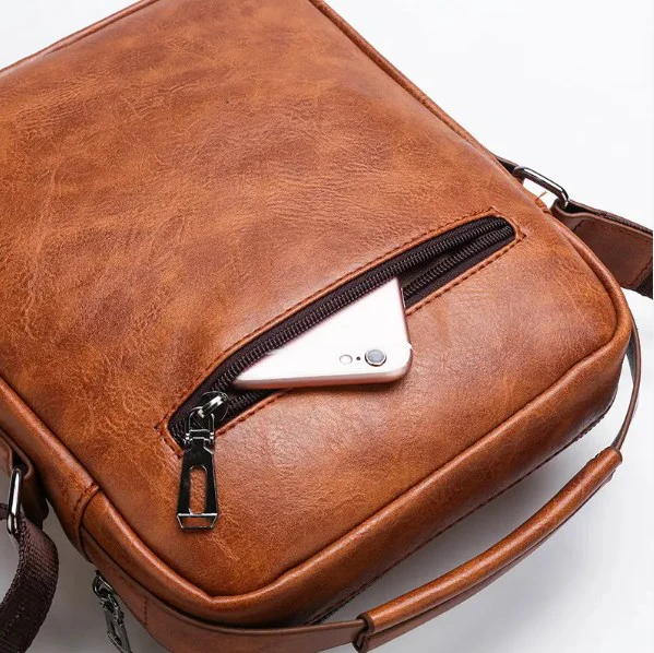 ZR534 Men Bag New Leather Briefcase Handbag Backpack Single Shoulder Crossbody Bag PU Business Youth Vertical Boy Shoulder Bag