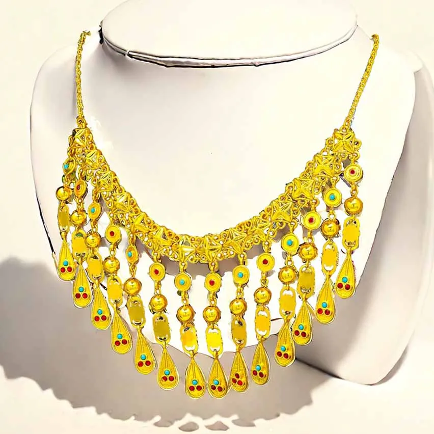 New Arrivals Gold Plated Kundan Jewelry Hot Sale New Design Dubai Crystals Gemstone Women Fashion Chain Necklaces