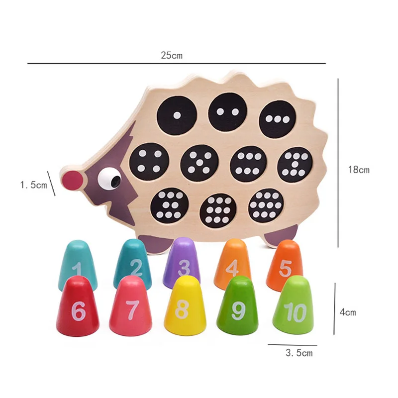 
Wooden hedgehog mathematics, learning tool 3 years old Montessori wooden toy 