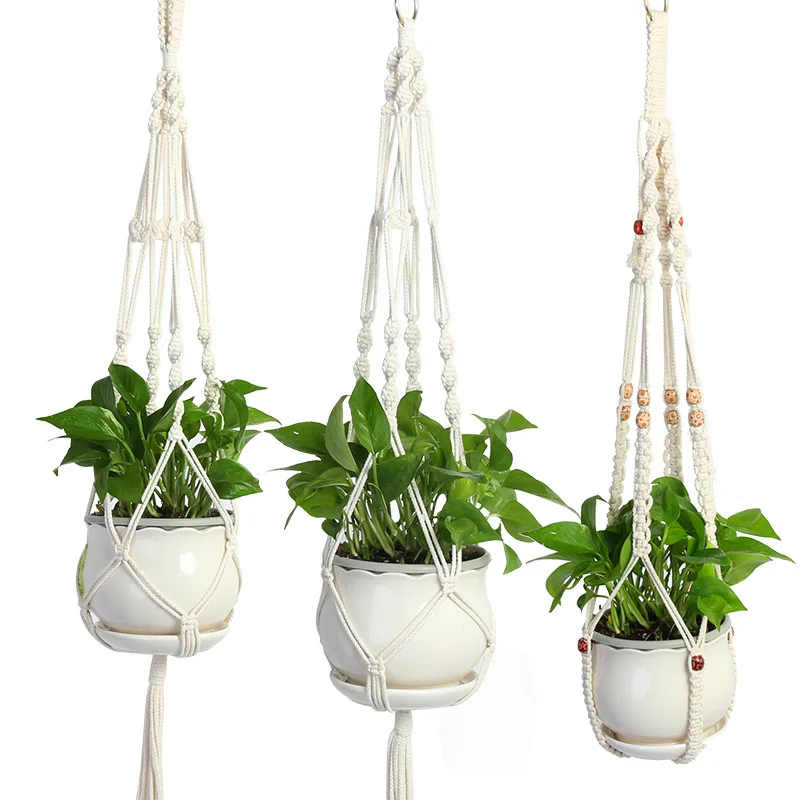 Flower Pot Holder Basket Macrame  Plant Hanger Hook  for Garden Home Flower Pot Hanging Decoration Cotton rope