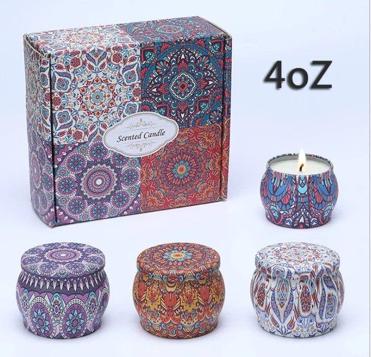 2024 Hot Sale Soy Wax Aromatherapy Candle Holiday Fragrance Gift Set of 4 Pieces Scented Candles