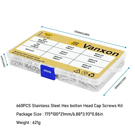 M3 Screws Bolts Nuts Washers Assortment M3x6mm/8mm/10mm/12mm/14mm/16mm 304 Stainless Steel Socket Head Cap Screws Kit
