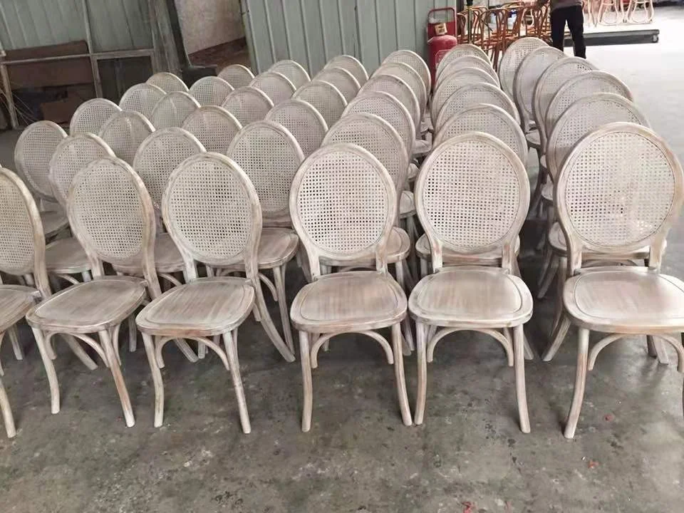Round Back Cane Wicker Rattan Mesh Back Wood Restaurant Catering Cafe Dining Chair