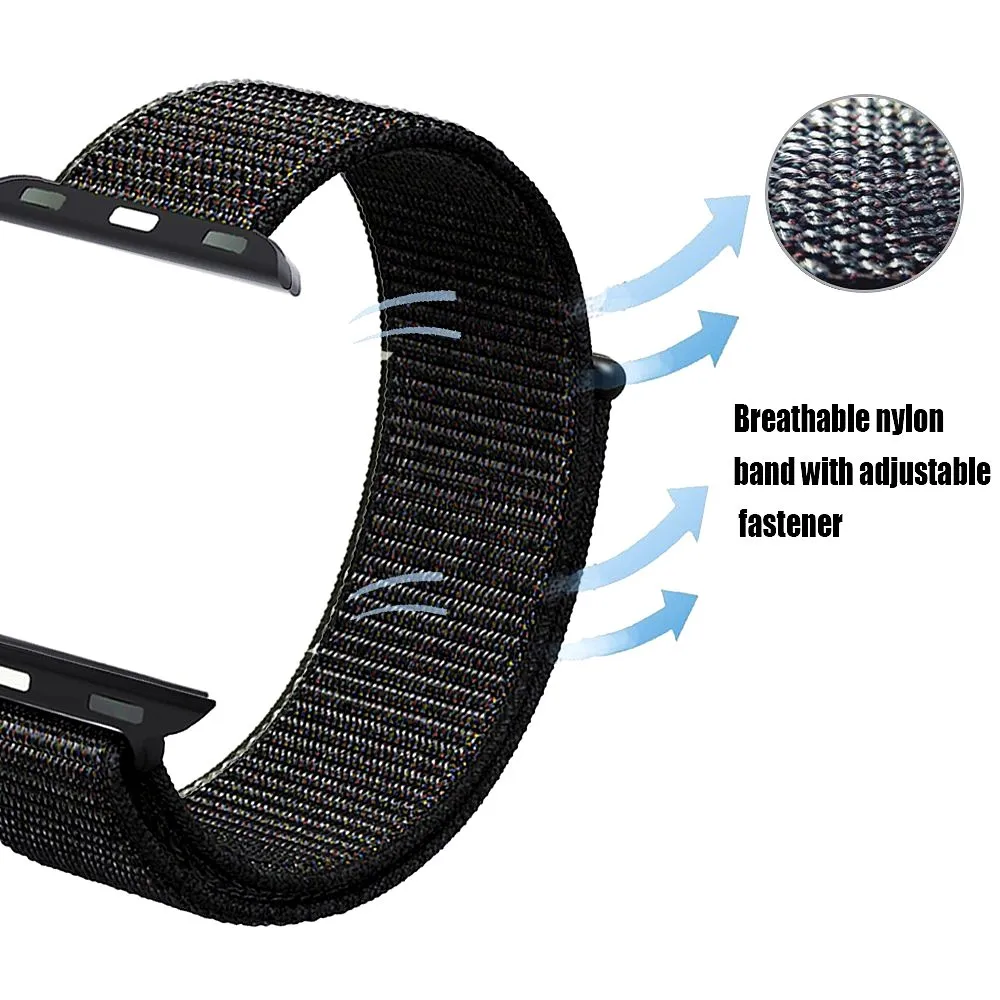  Ремешок нейлоновый для Apple Watch 44 мм 40 42 38 спортивный браслет-петля iWatch Series 6 SE 5 T500 W26 X7