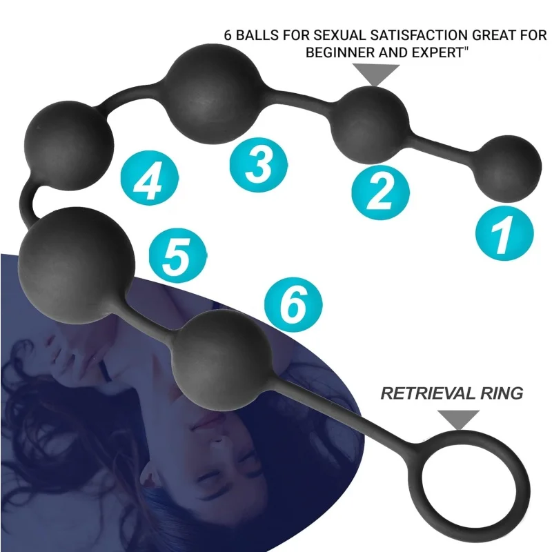 Anal Beads 100% Silicone with Gradual Size Increase & Safe Pull Ring - Easy to Clean Silicone Anal Beads Toys of Pleasure sex