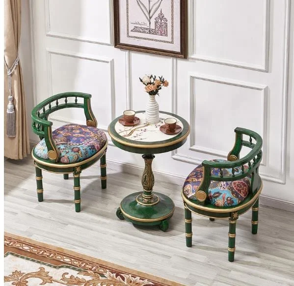 Factory wholesale French leisure chair combination balcony one table two chairs high-grade palace art painted furniture