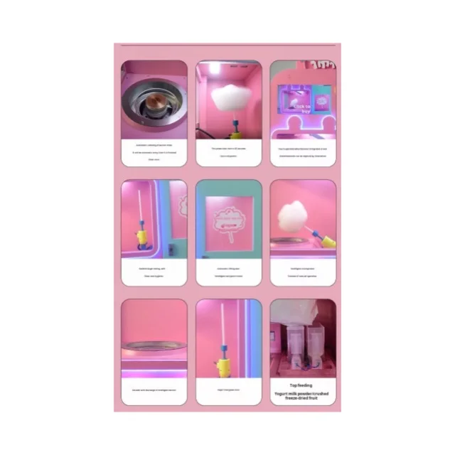 Best Sell electric Commercial Factory Automatic Cotton Candy Vending Machine Floss Flower Candy Machine