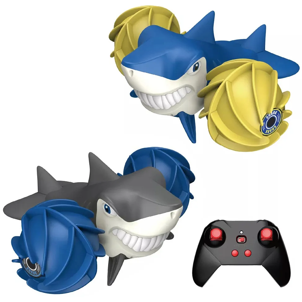 2.4g Rc Stunt Cars Boat Shark Shape Truck Amphibious Remote Control Car Toy 1:16 Scale 360 Degree Rotation Racing Boat