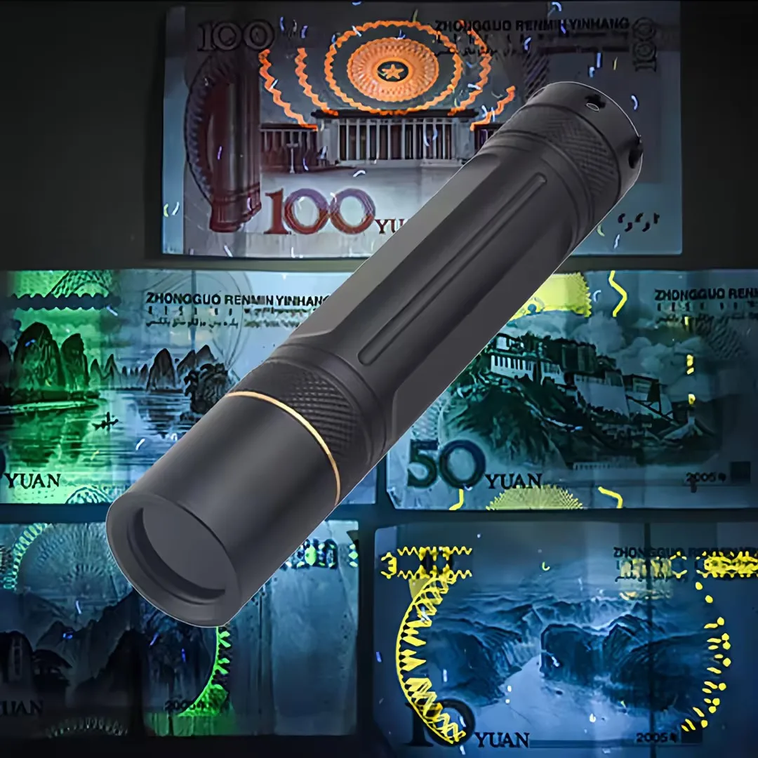 Mini UV LED Torch 365nm Black Filter Flashlight with Rechargeable Battery Aluminum Body Currency Detector IP65 Rated