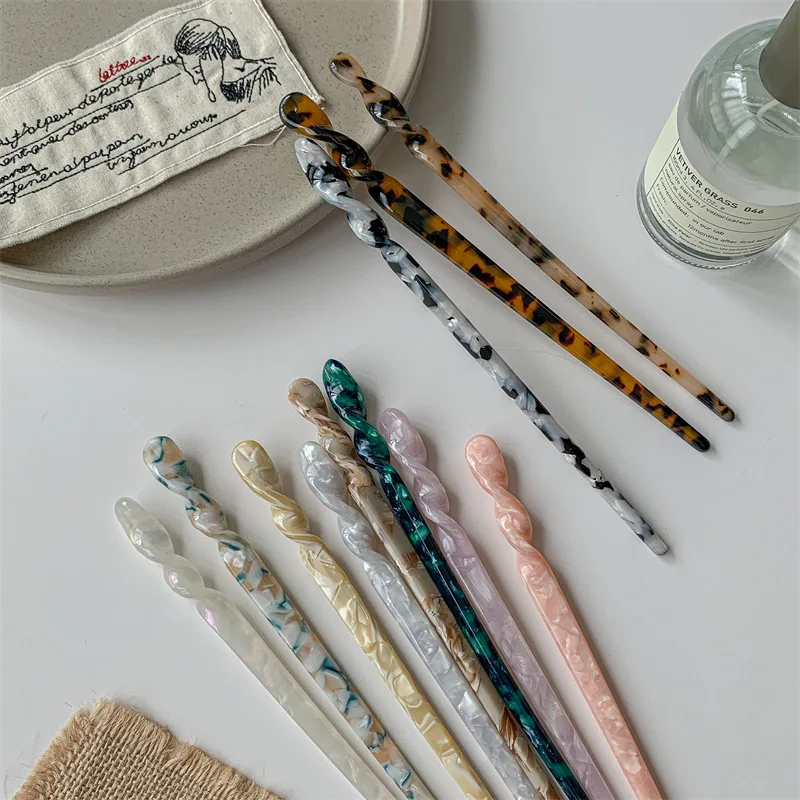 New Fashion Style Hair Sticks Vintage Acetate Chopstick Women Hairpins Wedding Hair Clip Jewelry Accessories