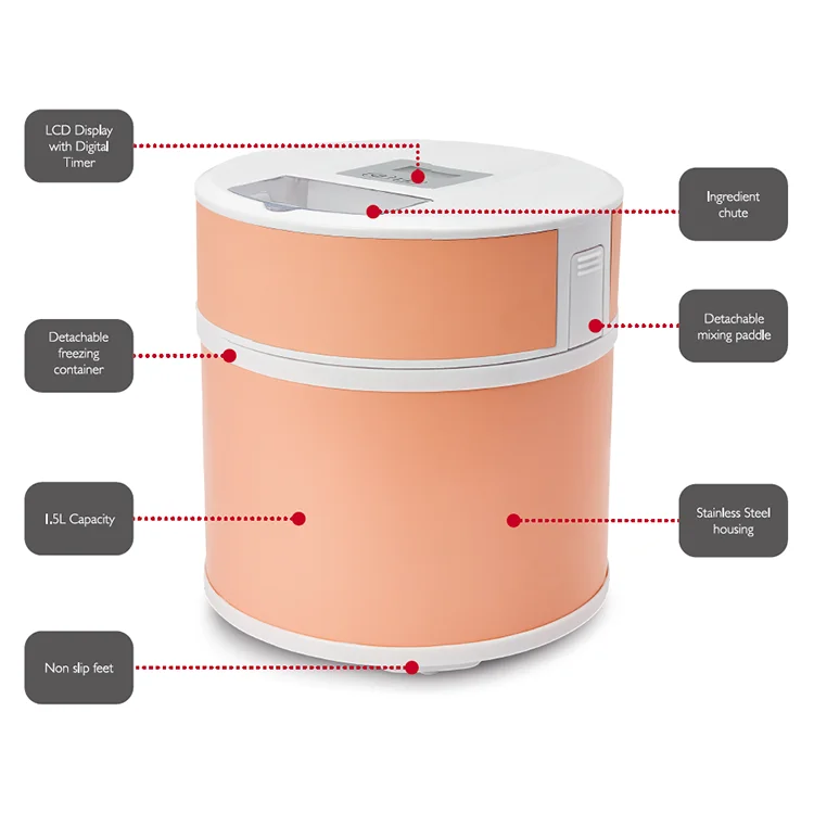 Portable Hard Ice Cream Maker Home Mini Ice Cream Machine Electric 12 Round Automatic Household Digital Timer Snowmake Ice Creem