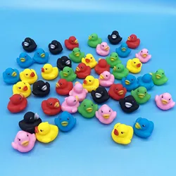 Multicolor PVC Plastic Small Ducky Light Color Squeak Baby Bath Toys Bulk Mini Yellow Pink Blue Black Rubber Duck