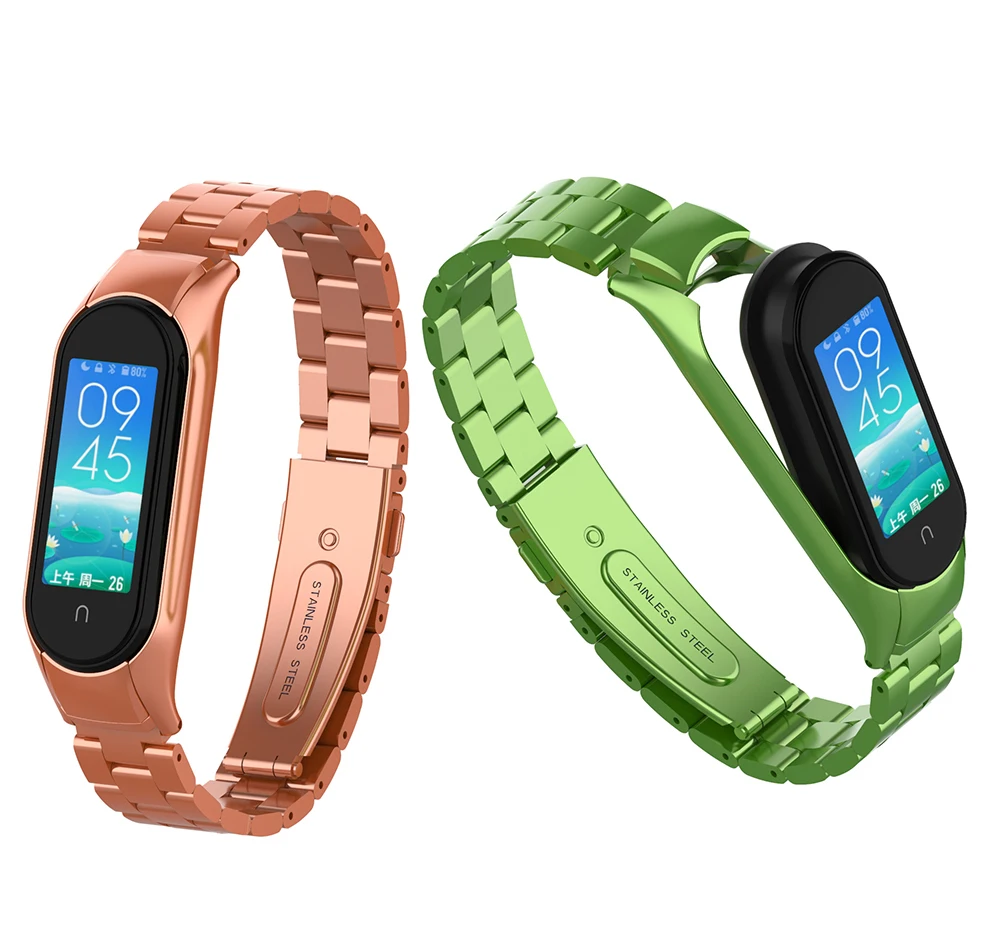 
2021 Mi band 5 metal strap stainless steel mi band 3 4 strap for xiaomi mi 5 4 3 band strap 