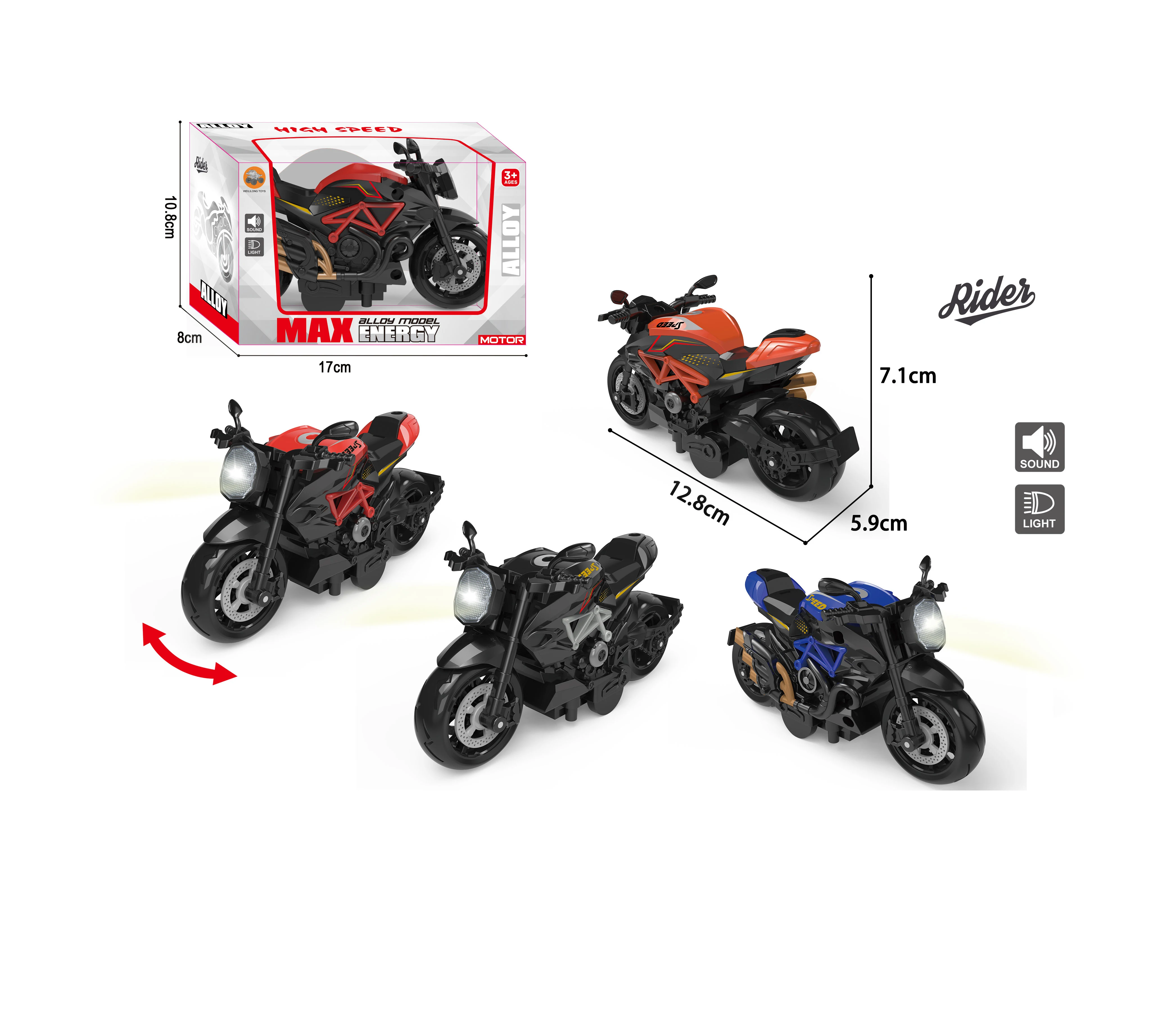 1:14  pull back miniature metal motorcycle model diecast motorcycle model toy with light and sounds