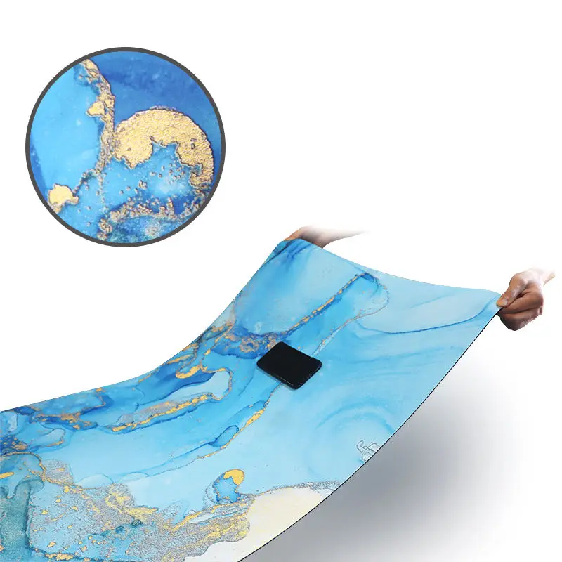 Eco-Friendly Organic Yoga Mat natural rubber Custom Digital Printed for Microfiber Suede Foldable Rubber Yoga Mat