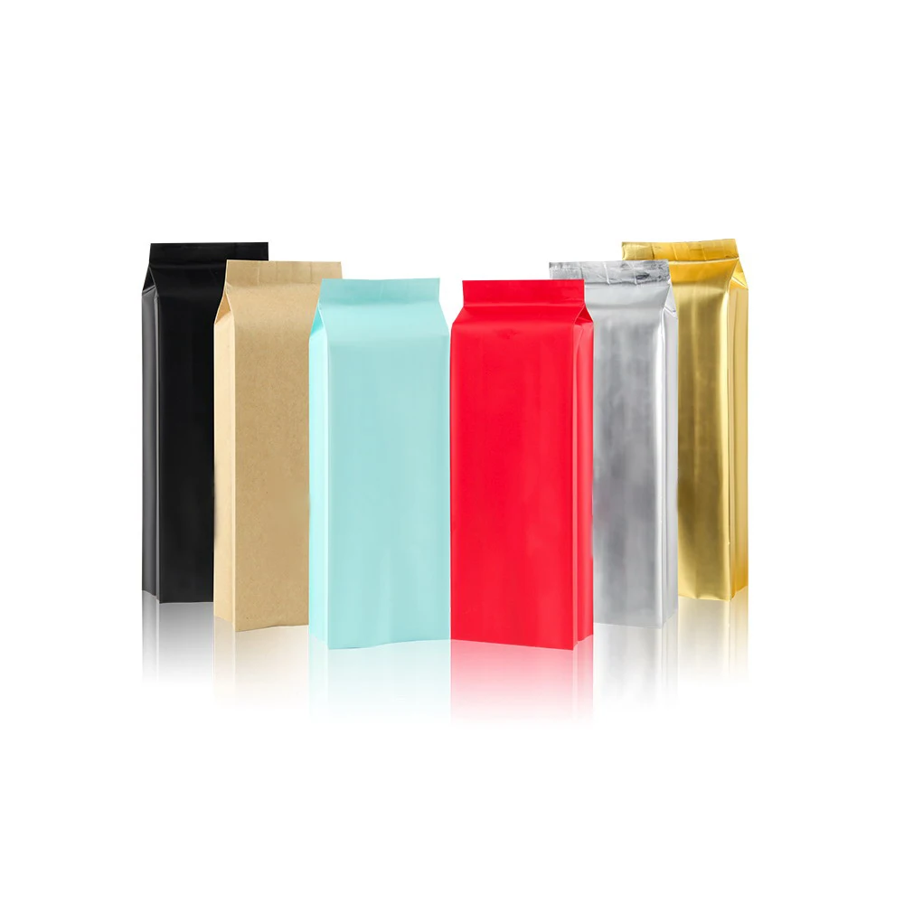 
Food grade heat seal zip lock folded bottom side gusset pouch coffee bean tea packaging bags with valve 