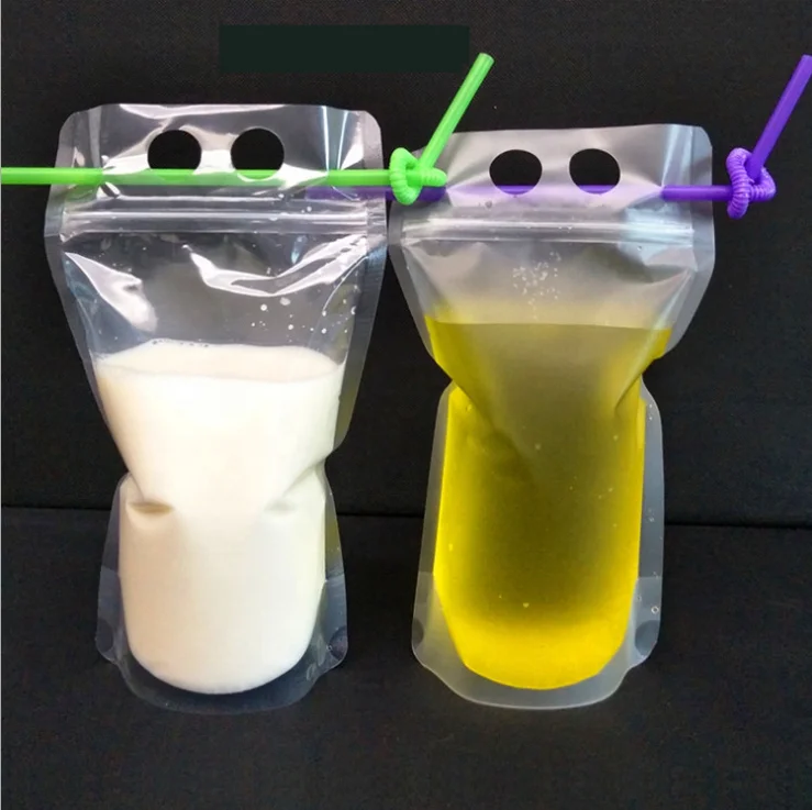 Funny DIY transparent plastic liquid beverage cold drink spout pouch packaging bag beverage pouch