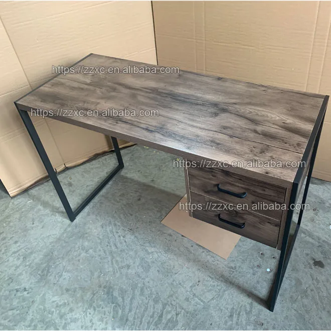 Cheap Two Drawer Wood and Metal Study Computer Desk Table
