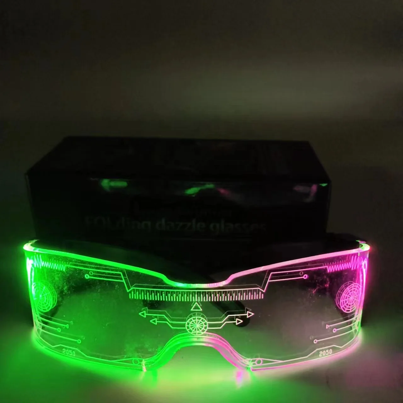 Led Folding Customized Logo LED Brille Dazzle Cyberpunk Glasses New Package Led Party Rave Light Up Glasses