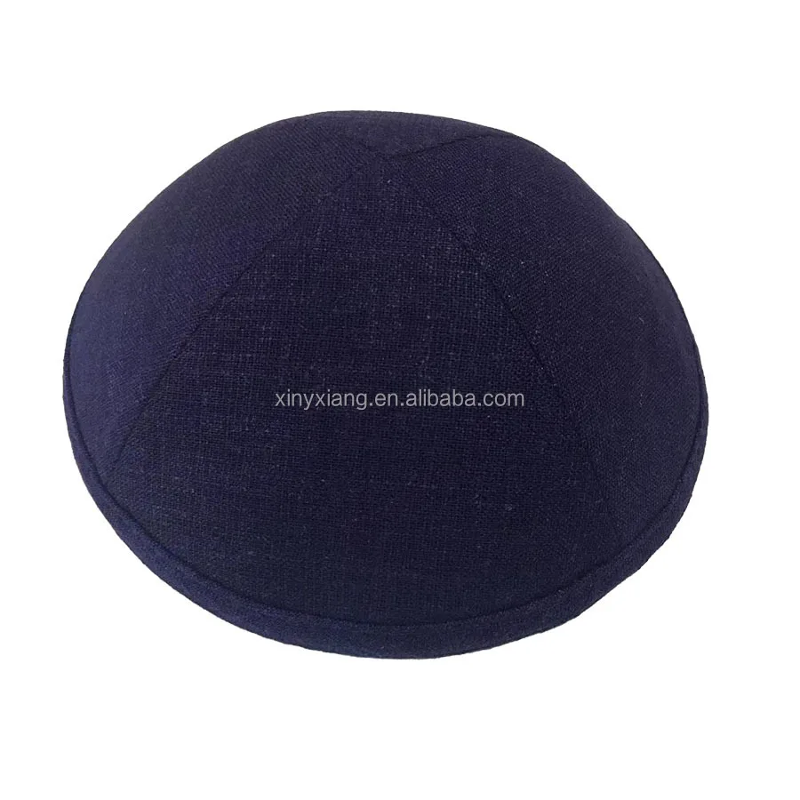 Factory Wholesale Burlap Linen(polyester) fabric Kippah, texture kippot, customized yarmulke, cotton Jewish skull caps