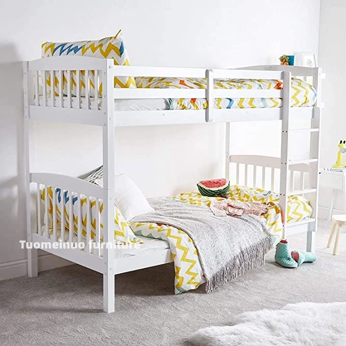 WHITE WOOD BUNK BED 3FT SINGLE HEAVY DUTY SPLIT INTO 2 SINGLE BEDS SHAKER STYLE BUNKBED FOR KIDS CHILDREN