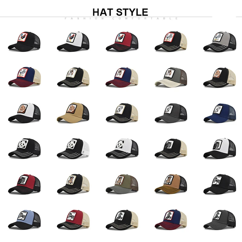 New Arrivals Animal Trucker Hat for Farmer Fashion Embroidery Patch Animal Baseball Cap With Mesh Trucker Hat Caps Custom Logo