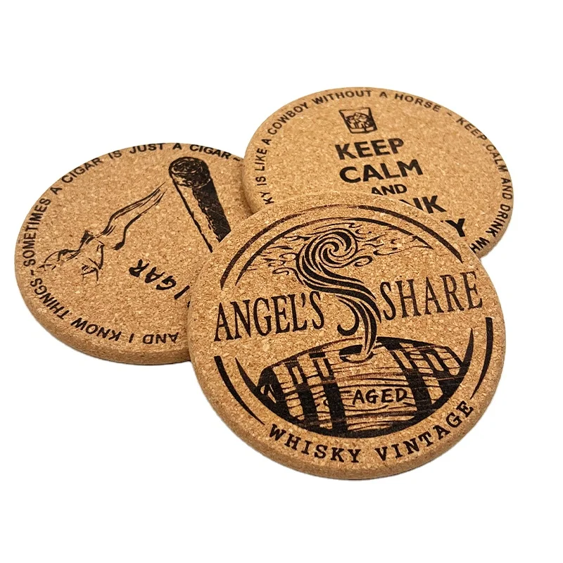 Custom Printed Cork Coasters Personalized Round Coasters for Drinks Wholesale Drinkware Coasters Ideal for Promotions and Events