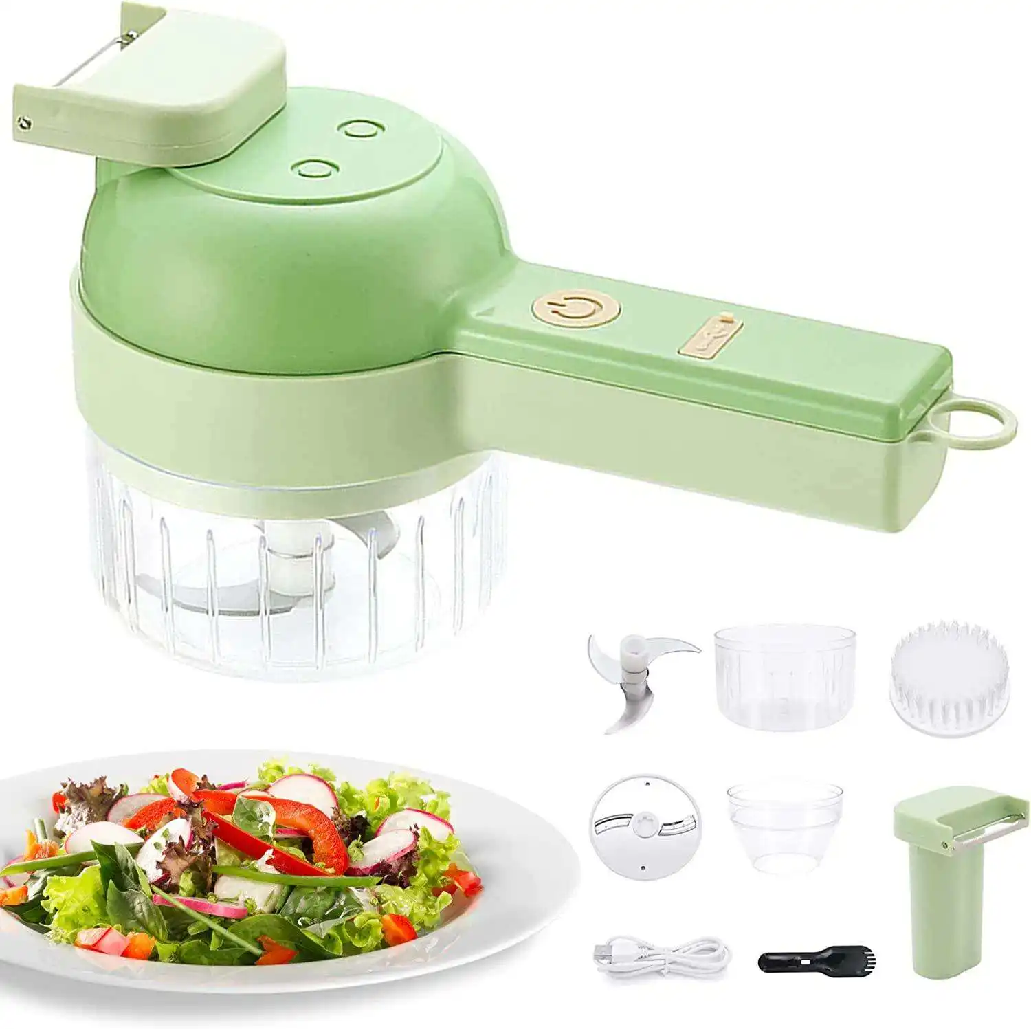 4 In 1 Portable Multifunctional Veggie Chopper Handheld Electric Vegetable Cutter Set