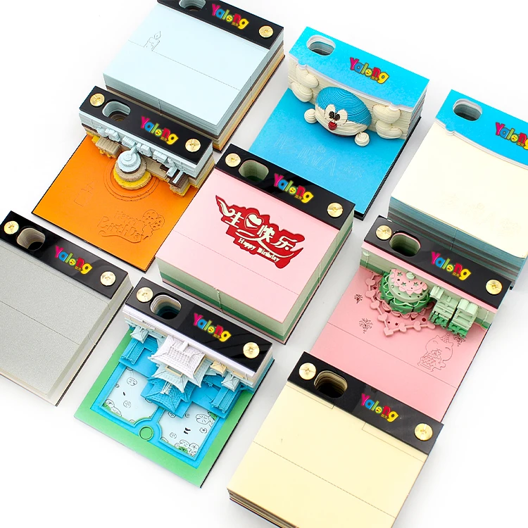 Special Hot Selling 3D Memo Pad With Pen Holder Cute Design Castle Aesthetic Square