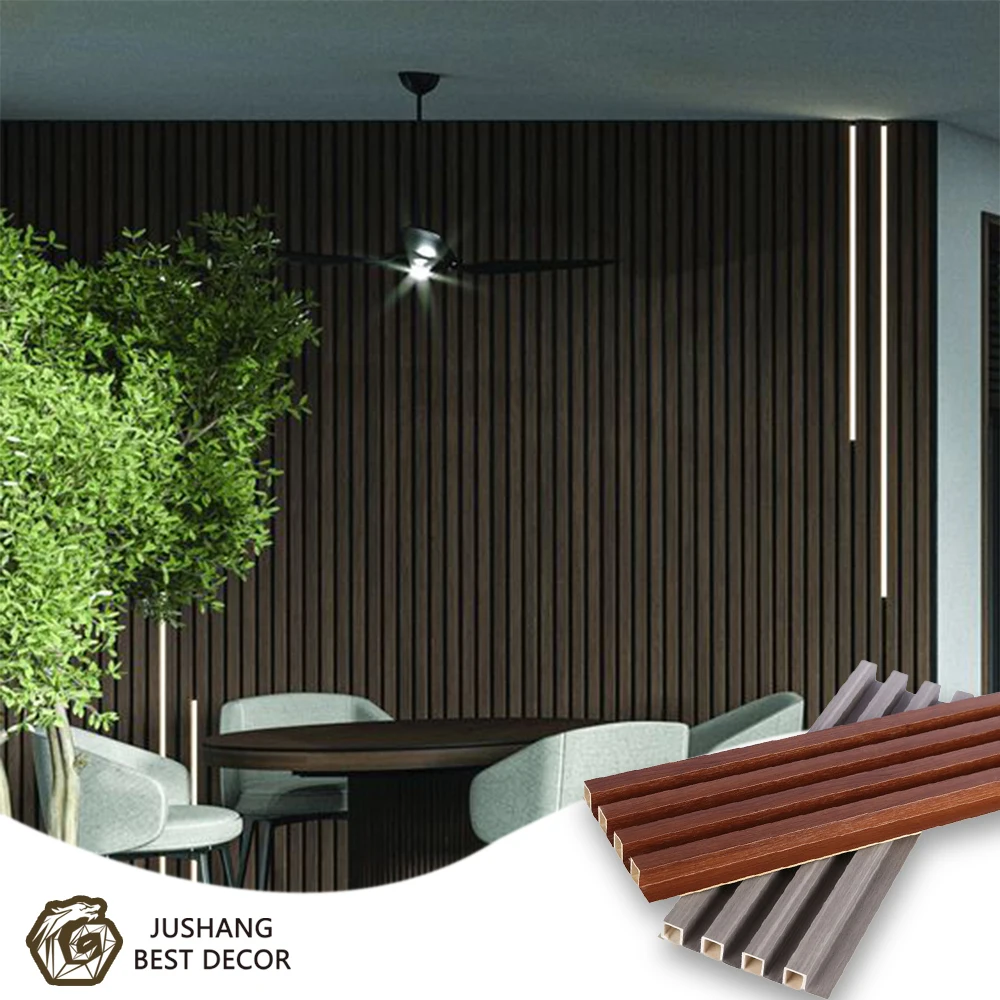 Wood Grain Designs WPC Fluted Wall Panels PVC Louvers Panel Wall Board