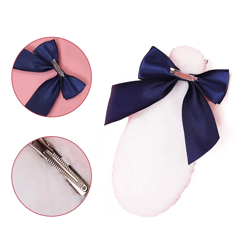 Women Girls Hair Clip Cute Rabbit Bunny Plush Lop Ears Hairpin Candy Color Ribbon Bowknot Lolita Cosplay Hair Accessories