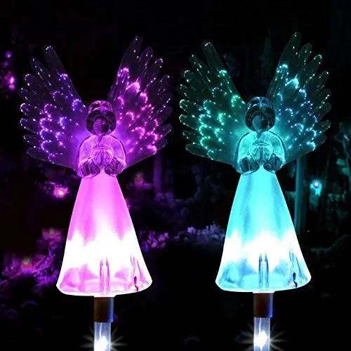 Outdoor garden decorative grave light Solar Colorful angel stake light