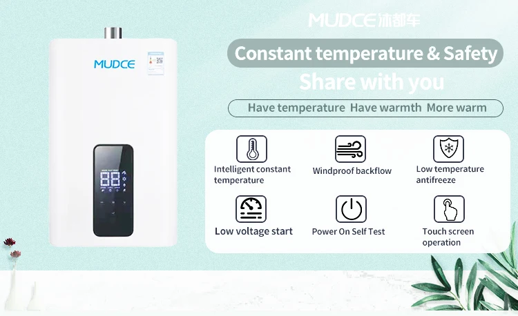 8L 35W tankless natural gas water heater save energy LCD screen touch operation tankless gas water heater