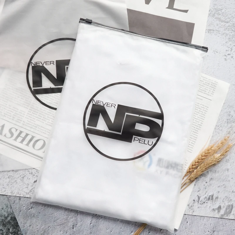 biodegradable custom printing clear zipper slider frosted pvc eva plastic clear zip lock packaging bag for clothes