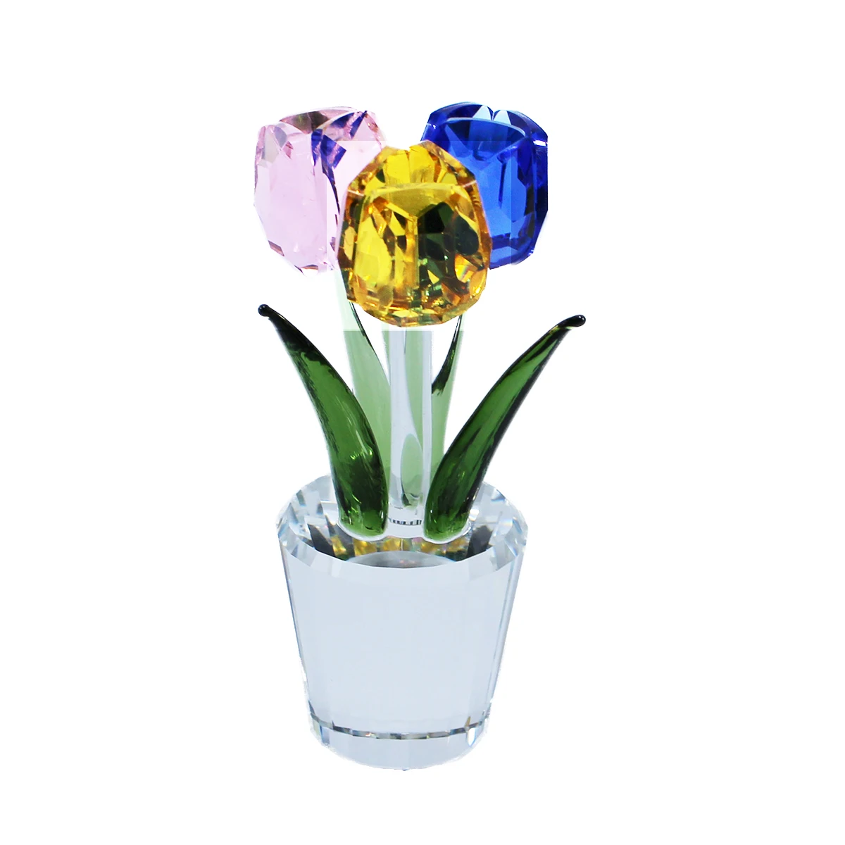 Decoration Wedding custom Clear crystal Glass flower home Decoration Crystal Flower with craft gift box for souvenir