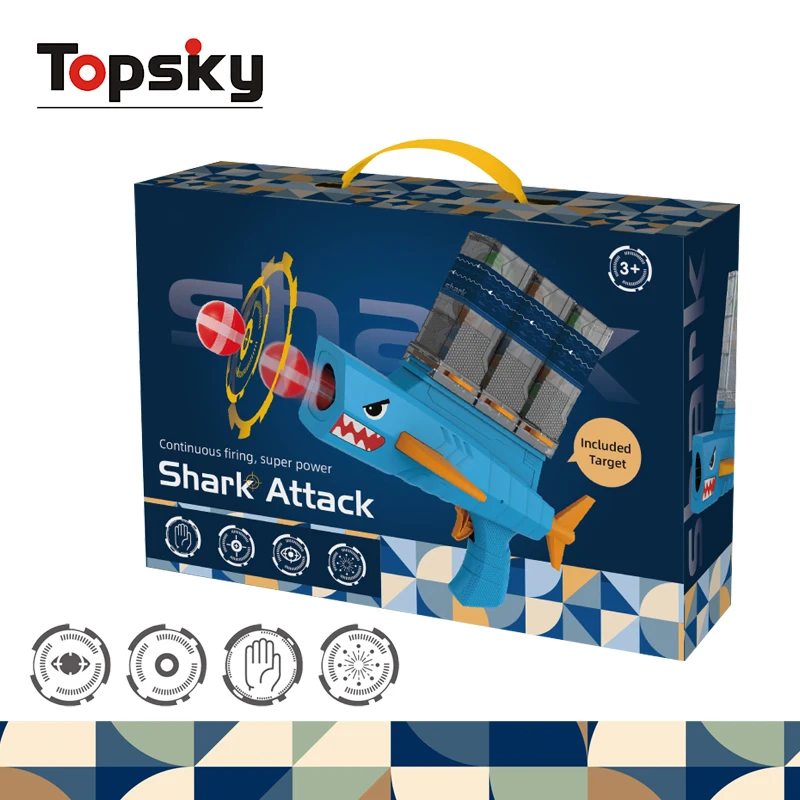 New Arrival Cartoon Shark Animal Assault Catapult Gun Soft Bullet Gun Toy With Sticky Cloth And Sticky Ball Toys for Kids