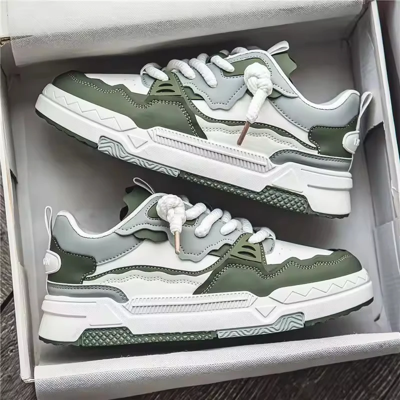 2024 New Thick Sole Causal Shoes Fashion Elevated Sports Shoes Men Trendy Anti-slip Walking Running Sneakers