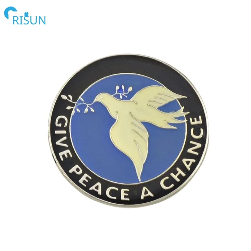 Manufacture United Nations Peace Love Lapel Pins Brooch Custom Enamel Peace Dove Olive Badge Pin