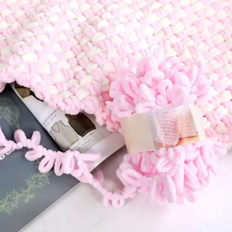 Thick Core Polyester Chenille Yarn Soft Large Hand Braided DIY Blanket Carpet Pillow Clothes-100g Weight