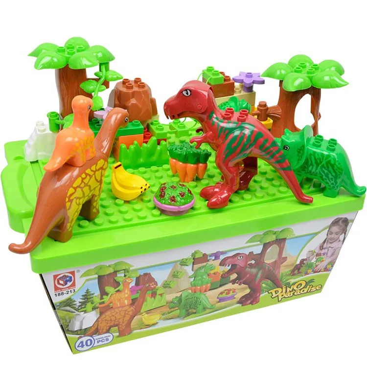 
Dinosaur model kids toy educational building blocks plastic toy bases block box 