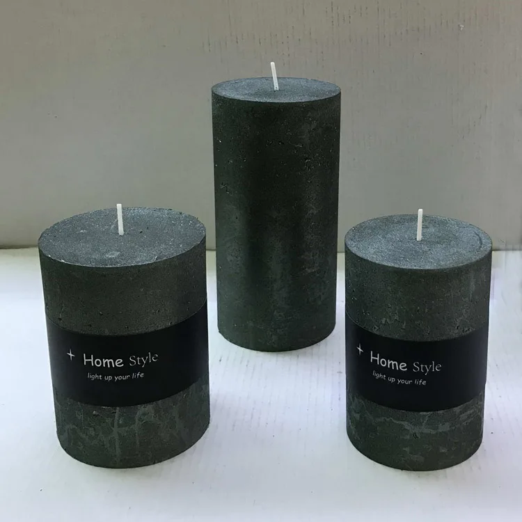 Wax burning pillar candle, metallic paint candle