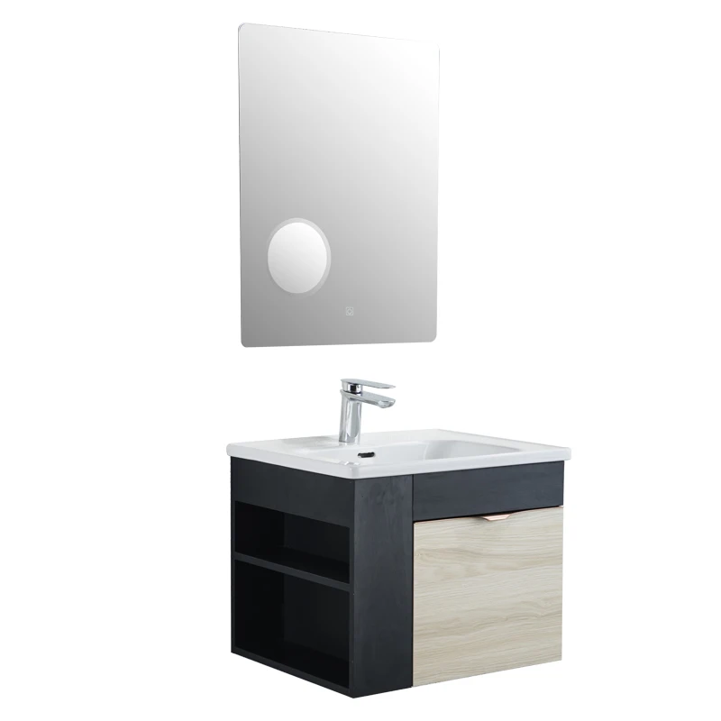 Modern Bath Waterproof LED Mirror Wooden Wall Mounted Bathroom Vanity Bathroom Cabinets With Basin