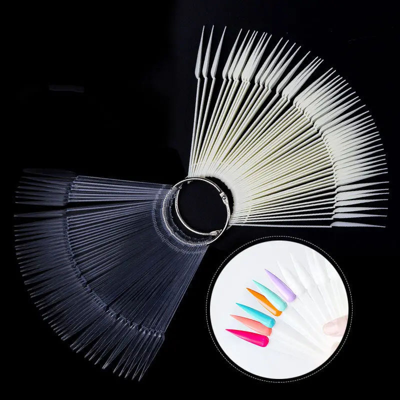 2022 False Nails Manicure Tools Pointy Fan Shaped Nail Tips Display Color Chart Practice Artificial Nail Tools