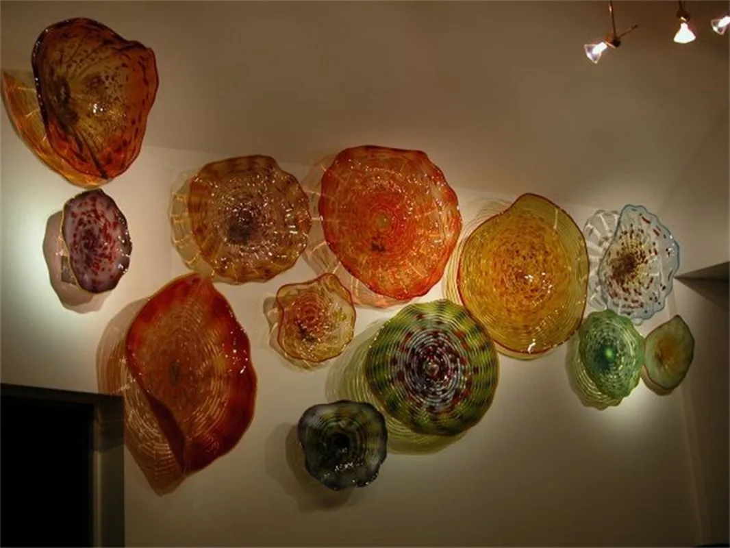 Fashionable Flower Plate Art Wall Decor Living Room Decorative Glass Wall Decorations for Home