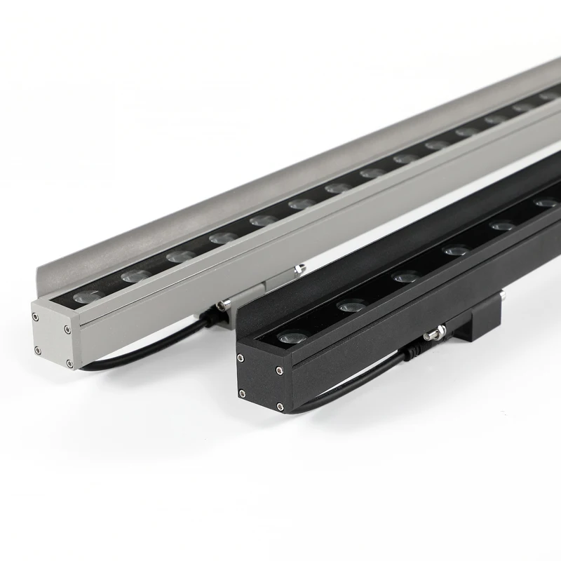 IP65 12W 18W Strip Waterproof LED Outdoor WallWasher Lights DMX512 rgb landscape facade linear lights with Baffle